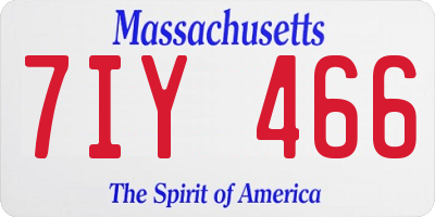 MA license plate 7IY466