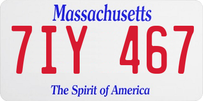 MA license plate 7IY467
