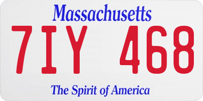 MA license plate 7IY468