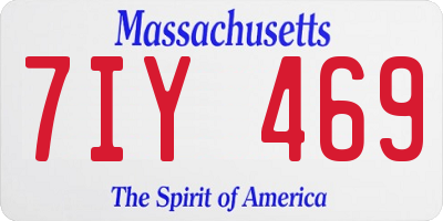 MA license plate 7IY469
