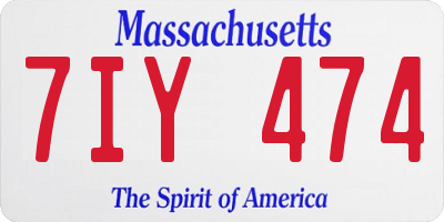 MA license plate 7IY474