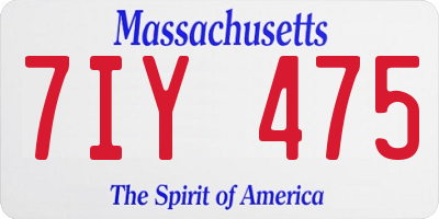 MA license plate 7IY475