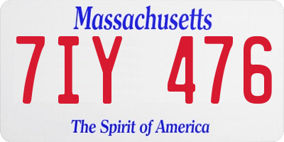 MA license plate 7IY476