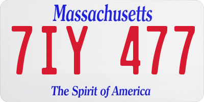MA license plate 7IY477