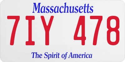 MA license plate 7IY478