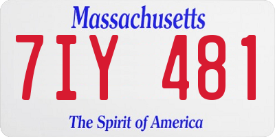 MA license plate 7IY481