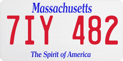 MA license plate 7IY482