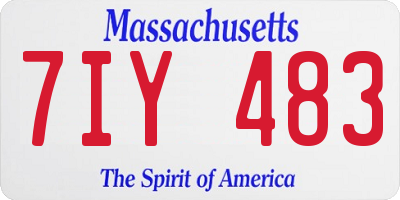 MA license plate 7IY483