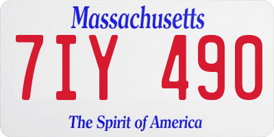 MA license plate 7IY490