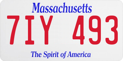 MA license plate 7IY493