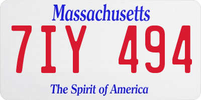 MA license plate 7IY494