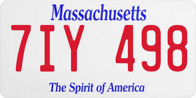 MA license plate 7IY498
