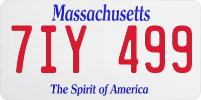 MA license plate 7IY499