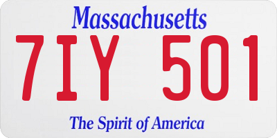 MA license plate 7IY501