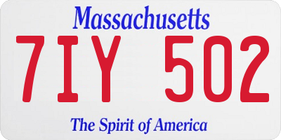MA license plate 7IY502