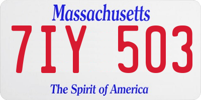MA license plate 7IY503
