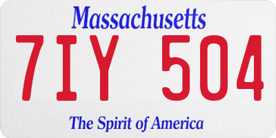 MA license plate 7IY504