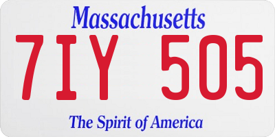 MA license plate 7IY505