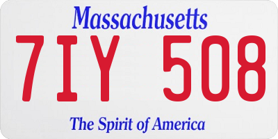 MA license plate 7IY508