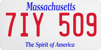 MA license plate 7IY509