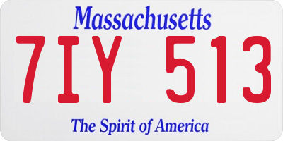 MA license plate 7IY513