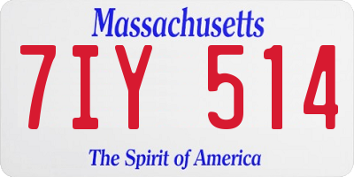 MA license plate 7IY514