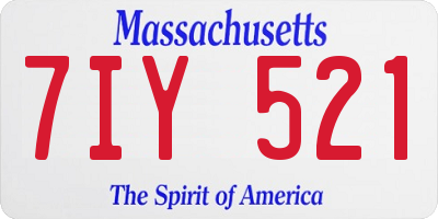 MA license plate 7IY521