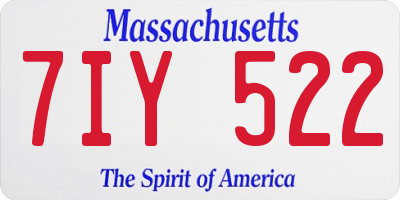 MA license plate 7IY522