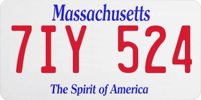 MA license plate 7IY524
