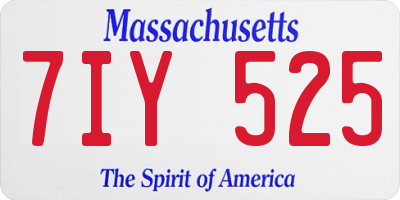 MA license plate 7IY525
