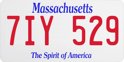 MA license plate 7IY529