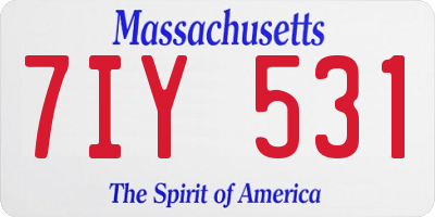MA license plate 7IY531