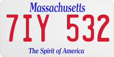 MA license plate 7IY532