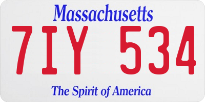 MA license plate 7IY534