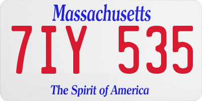 MA license plate 7IY535