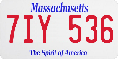 MA license plate 7IY536