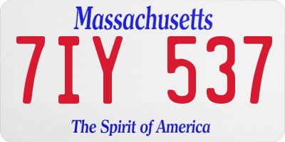 MA license plate 7IY537