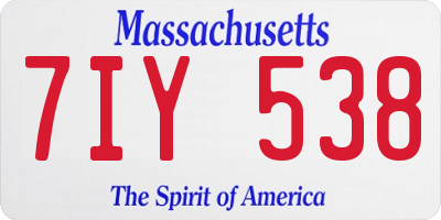 MA license plate 7IY538