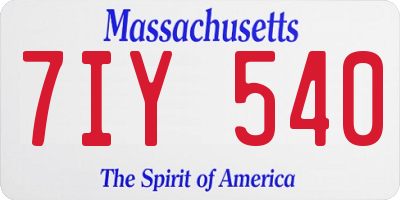 MA license plate 7IY540