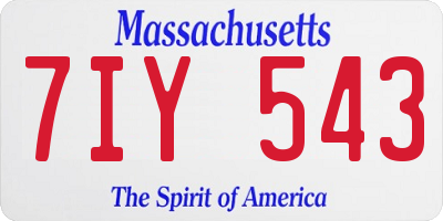 MA license plate 7IY543