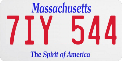MA license plate 7IY544