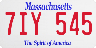 MA license plate 7IY545