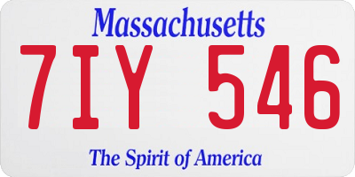 MA license plate 7IY546