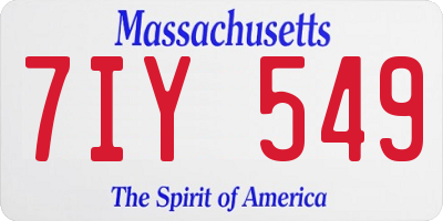 MA license plate 7IY549