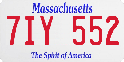 MA license plate 7IY552