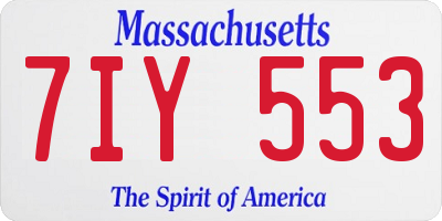 MA license plate 7IY553