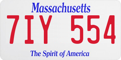 MA license plate 7IY554