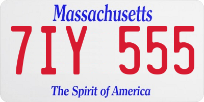 MA license plate 7IY555