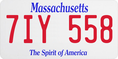 MA license plate 7IY558