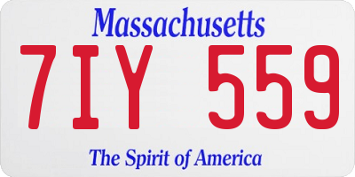 MA license plate 7IY559